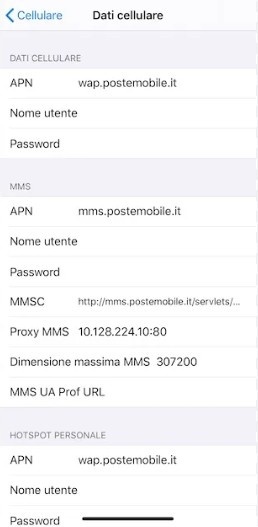 come configurare APN postemobile su iphone