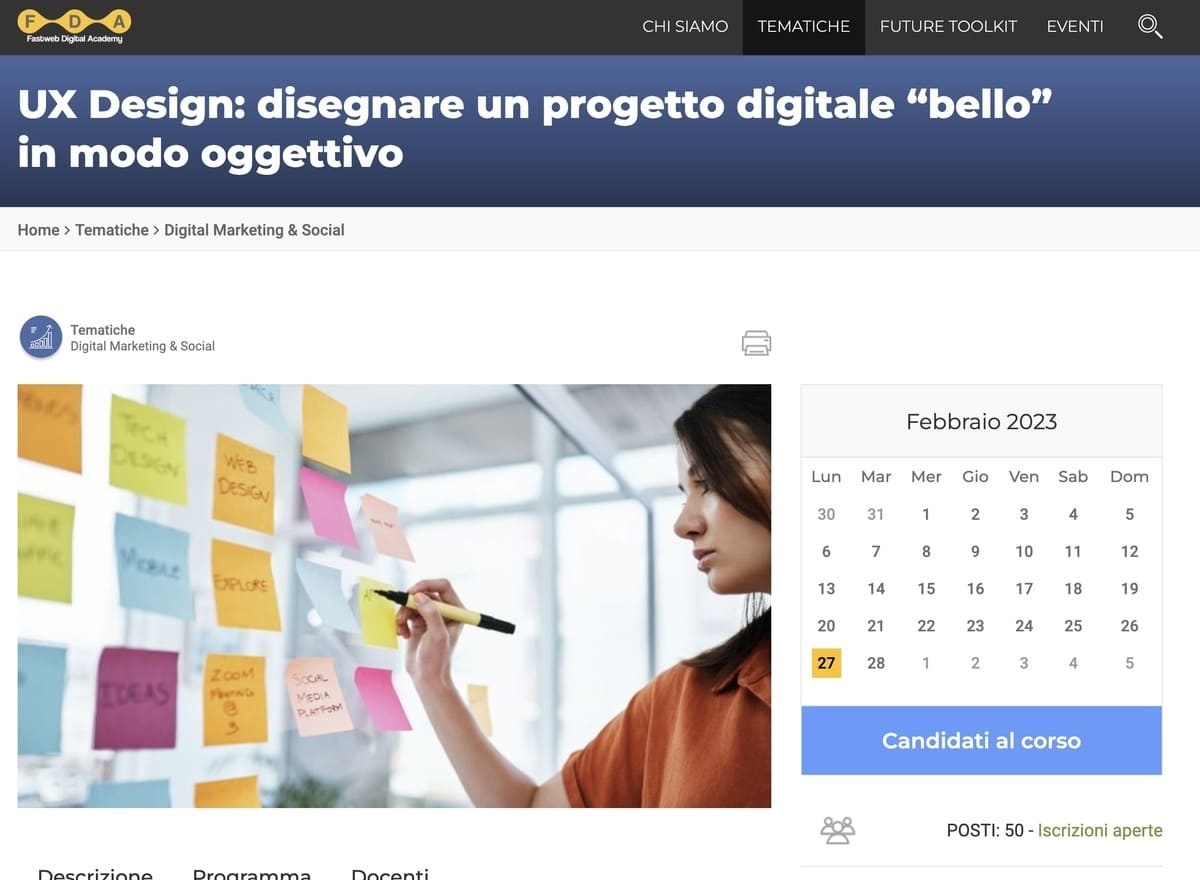 Corso in partenza della Fastweb Digital Academy Corso in partenza della Fastweb Digital Academy