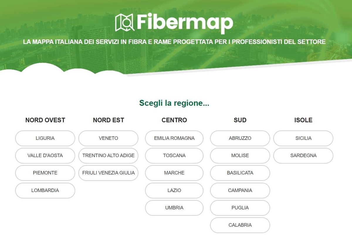 Seleziona la regione su Fibermap