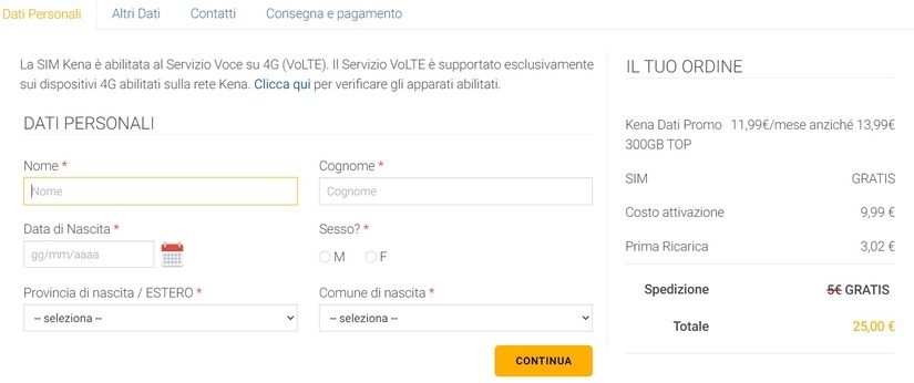 Quarto Step Offerta Kena Mobile Kena Offerta Mobile 100 Giga 4 Step