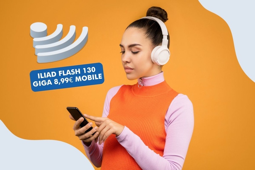 Scopri Flash 130 di Iliad: 130GB, chiamate e SMS illimitati, roaming gratuito in Europa a €8,99/mese per mobile.